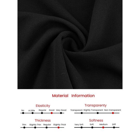 Women's Office Dresses with Pockets Split Neck Work A-Line Dress Black - Picture 5 of 6